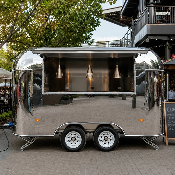 12ft silver mirror Airstream food trailer 12ft silver mirror Airstream food trailer