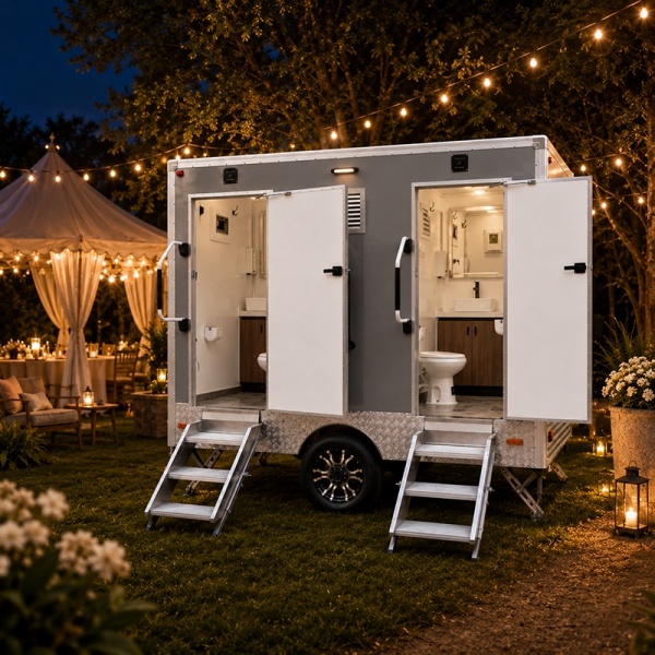 2 Grey Station Toilet Trailer